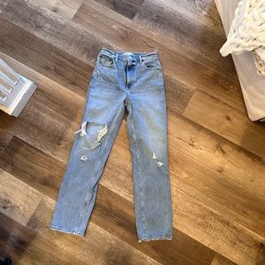 Straight leg hi rise jeans